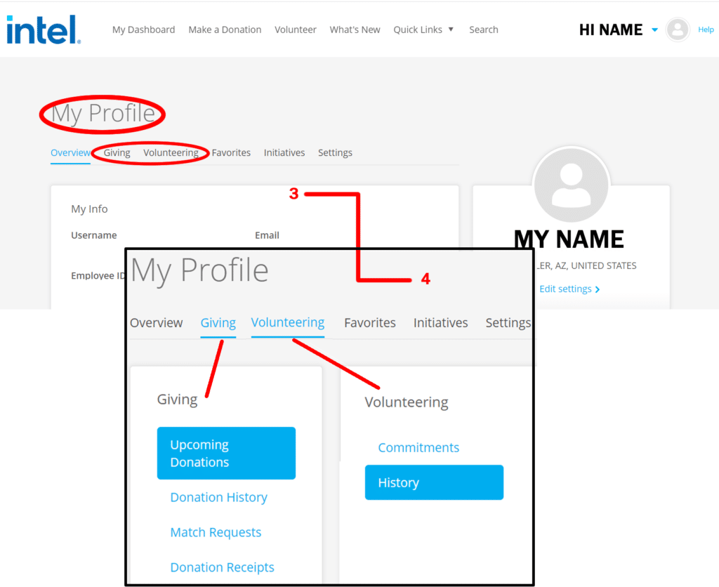 Finding Your Hours and Donations on Benevity - Intel Retiree Organization